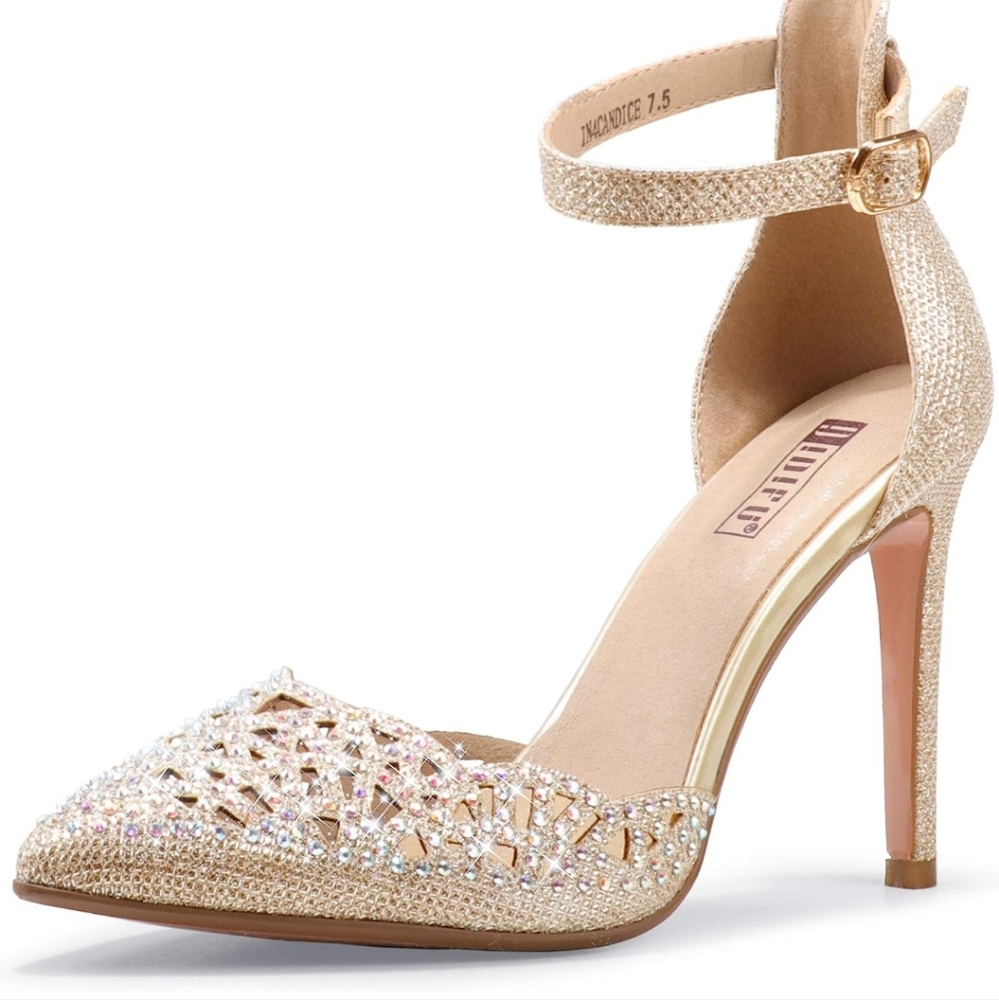 !D!FU Glitter Gold Sz 9.5 Rhinestone Heels